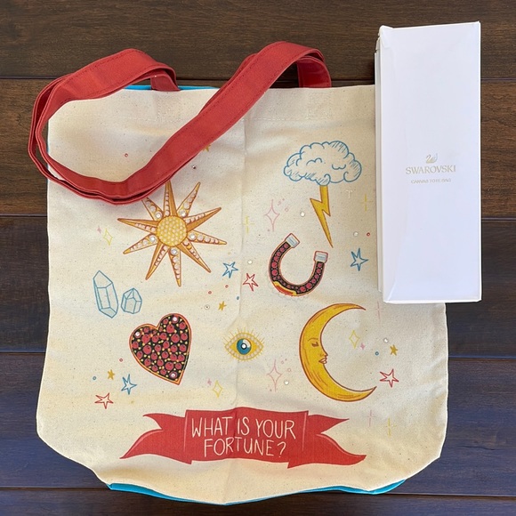 Swarovski Lucky Goddess Canvas Festival Tote Bag - Picture 1 of 10